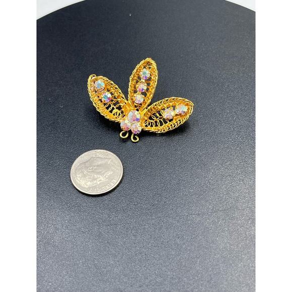 Vintage Made in Austria Brushed Gold
Coiled Metal Brooch AB Austrian Rhinestones - Picture 9 of 12